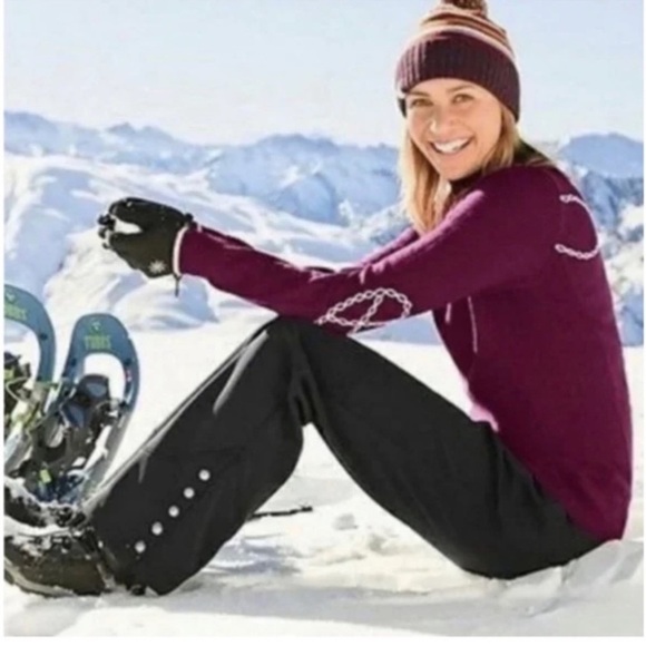 Athleta Black Snow Cruiser Flare Pants Size 2 Soft Shell Fleece Lined Snowboard - Picture 2 of 15